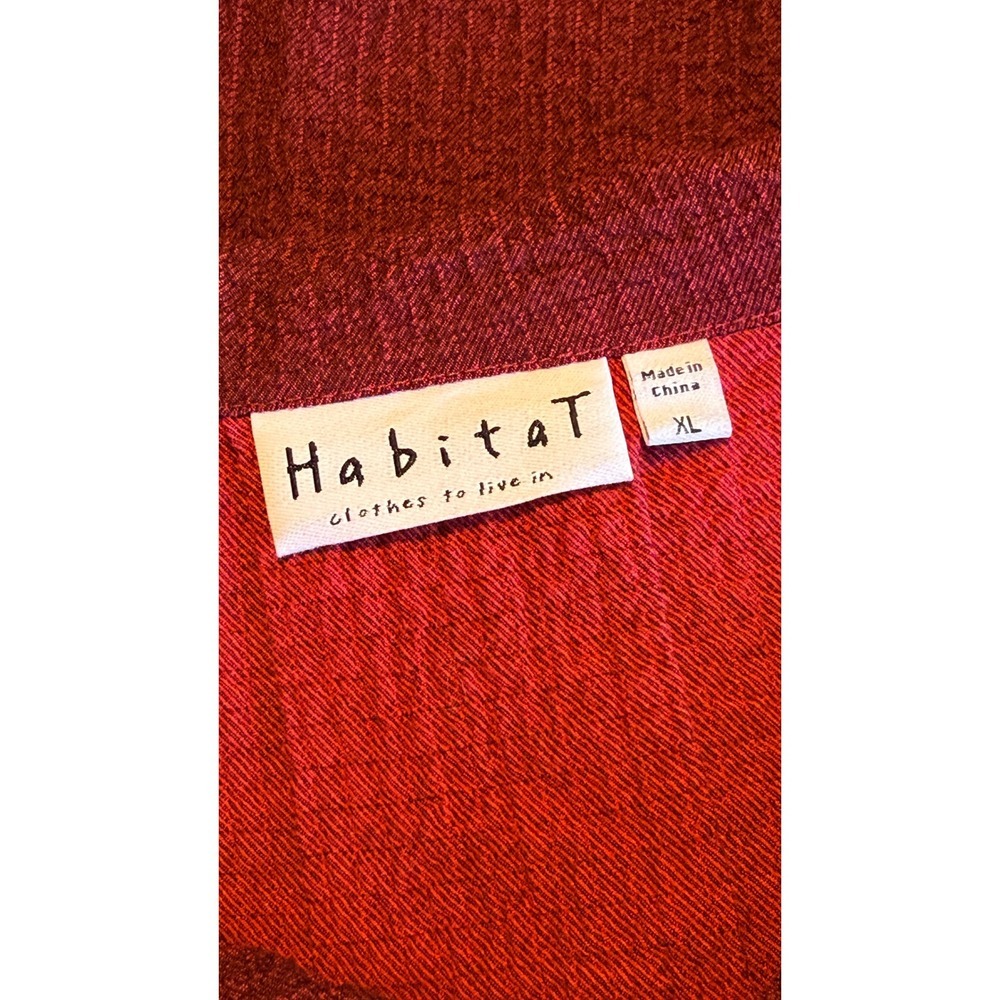 Habitat Lagenlook Artsy Boho Toggle Button Red Crinkle Top XL - Picture 2 of 10